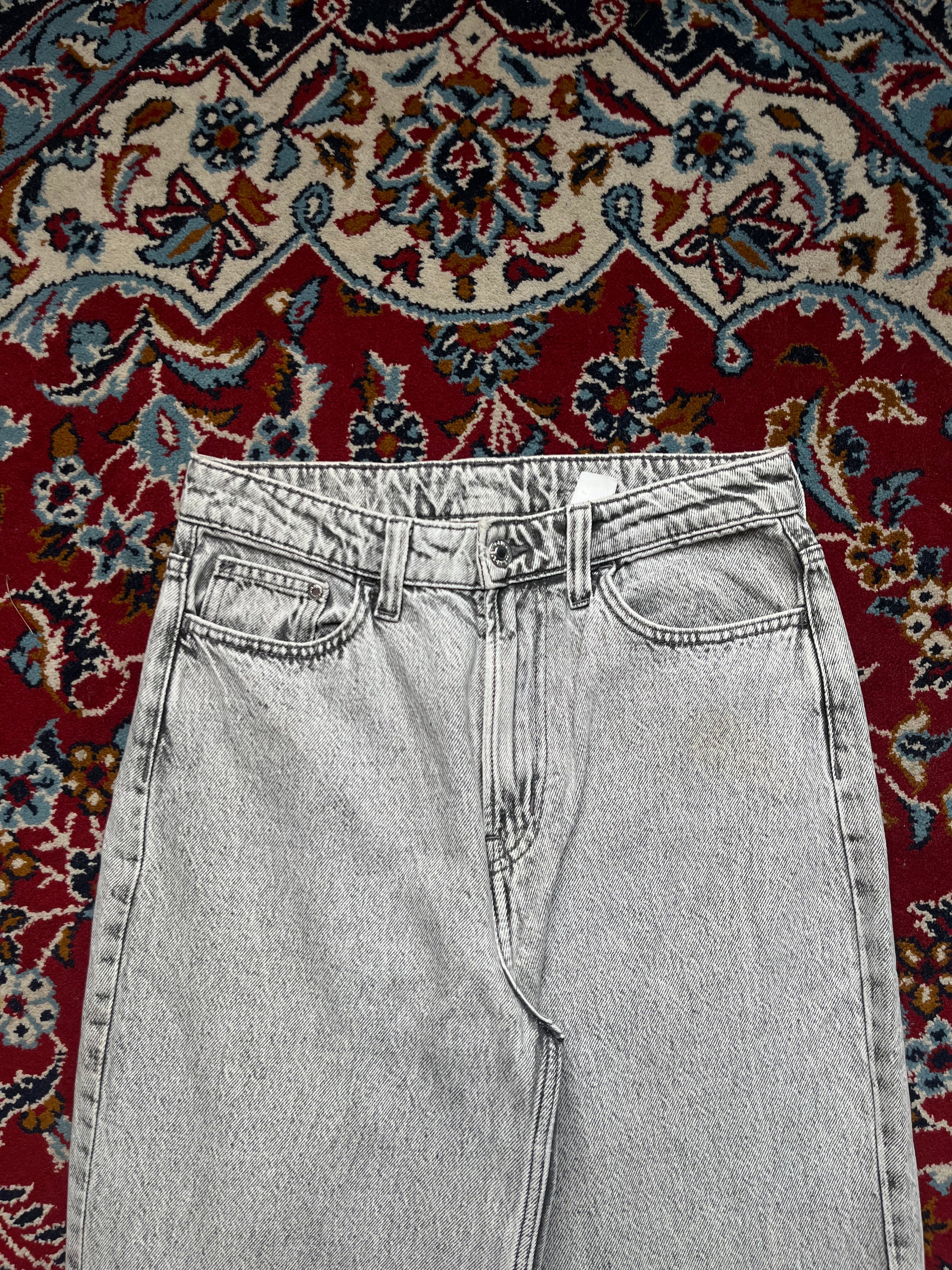 H&M &DENIM Women Acid Washed Grey High Waist Wide Fit Jeans - 28