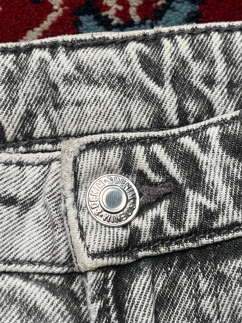 H&M &DENIM Women Acid Washed Grey High Waist Wide Fit Jeans - 28