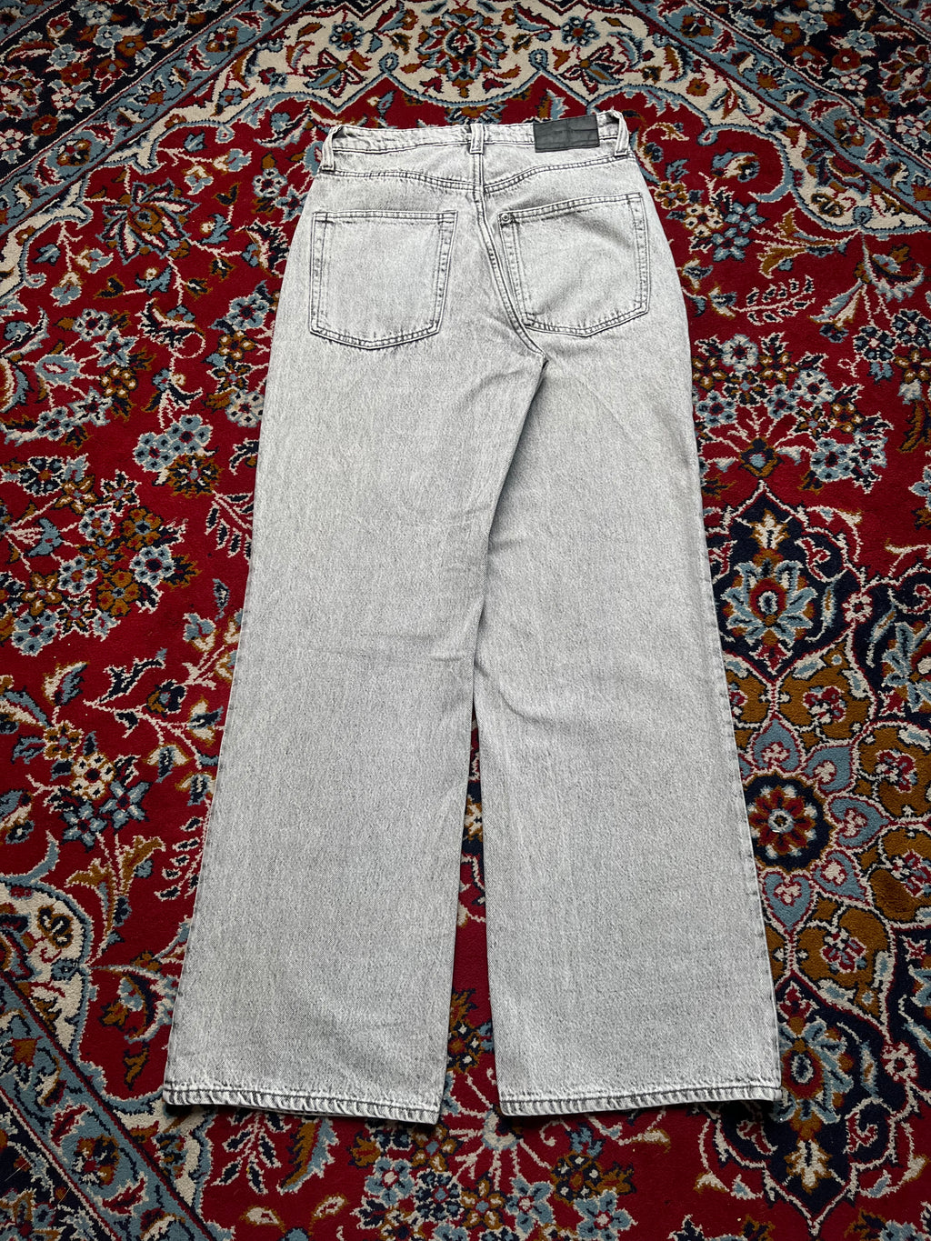 H&M &DENIM Women Acid Washed Grey High Waist Wide Fit Jeans - 28
