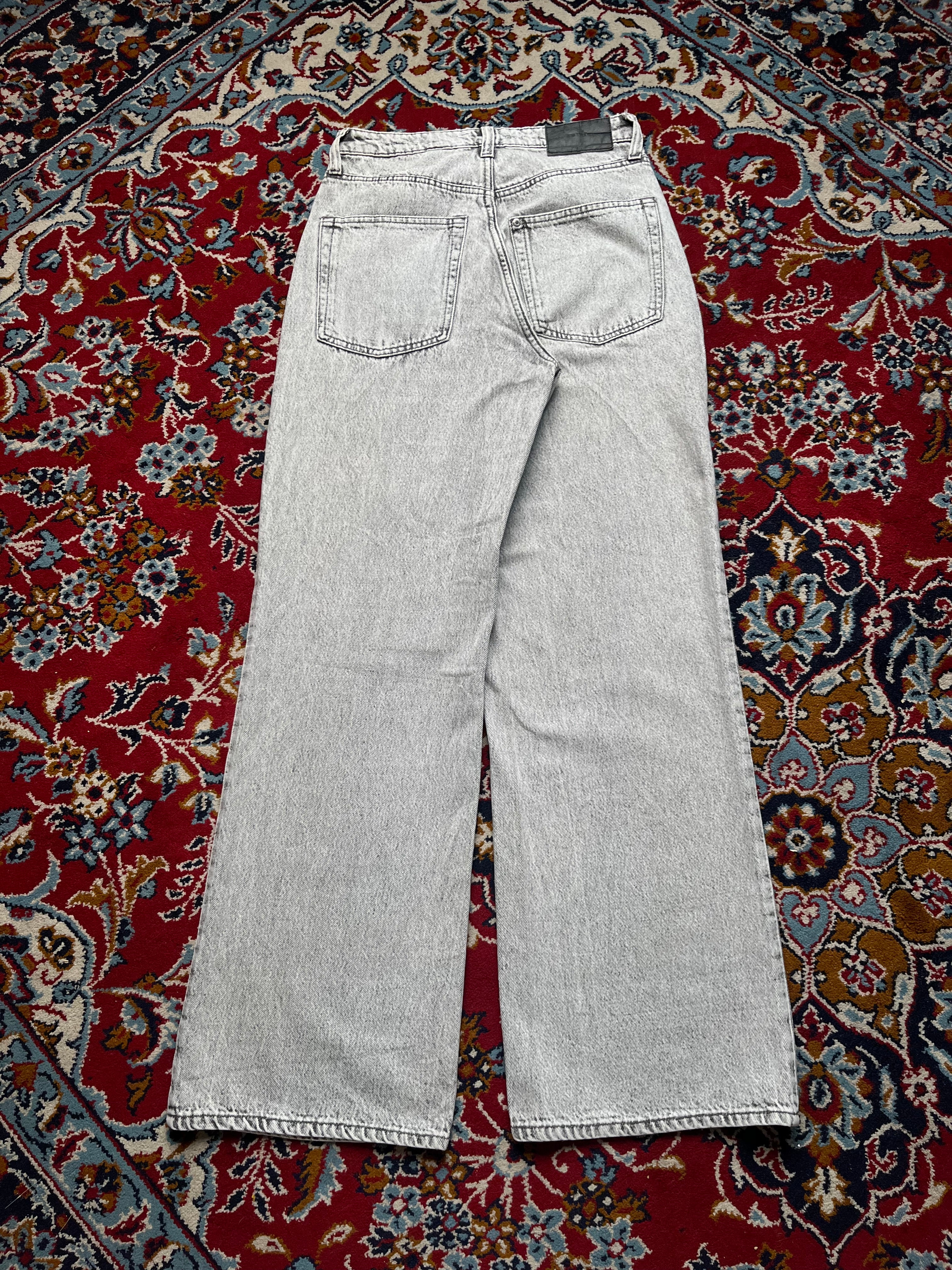 H&M &DENIM Women Acid Washed Grey High Waist Wide Fit Jeans - 28