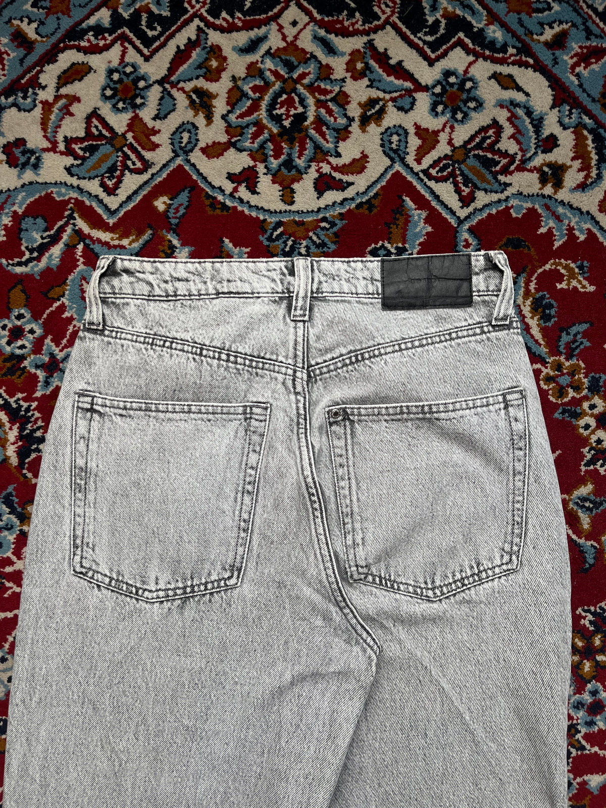 H&M &DENIM Women Acid Washed Grey High Waist Wide Fit Jeans - 28