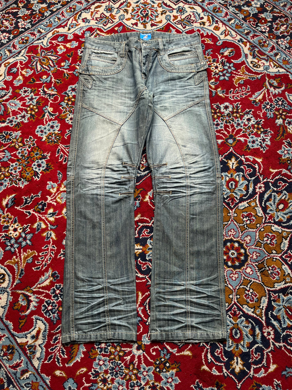 Petroleum Officers Club Biker Cinch Back Medium Washed JEANS - 36