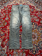 Petroleum Officers Club Biker Cinch Back Medium Washed JEANS - 36