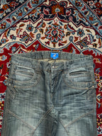 Petroleum Officers Club Biker Cinch Back Medium Washed JEANS - 36