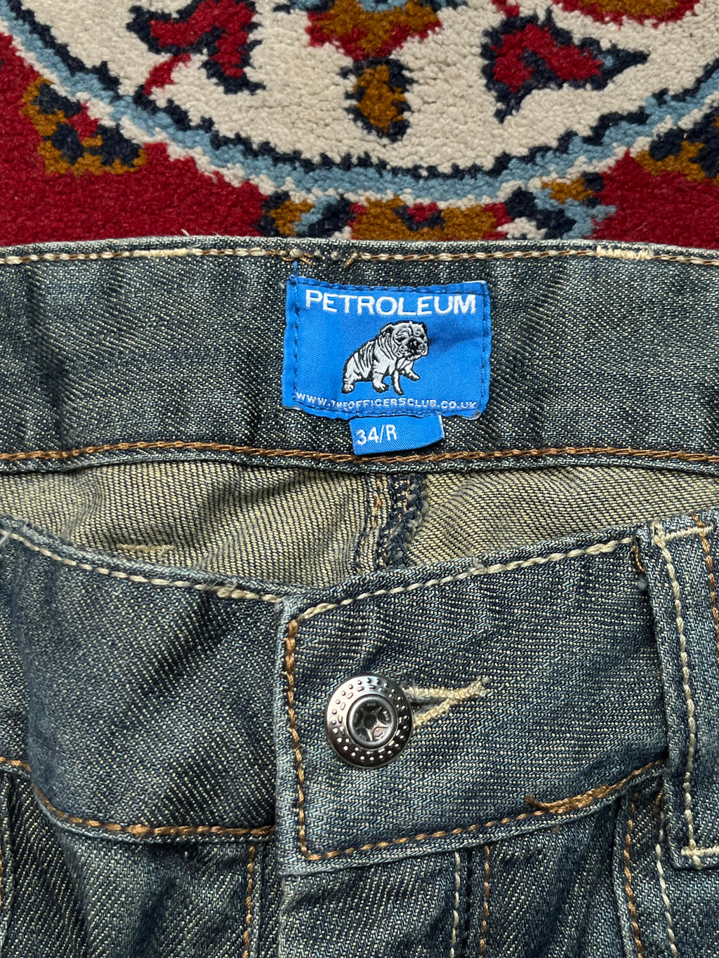 Petroleum Officers Club Biker Cinch Back Medium Washed JEANS - 36
