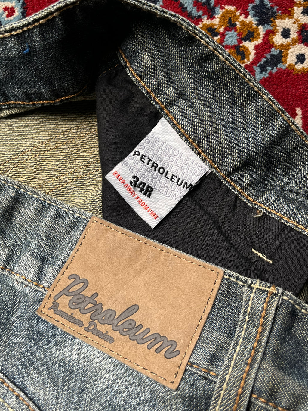 Petroleum Officers Club Biker Cinch Back Medium Washed JEANS - 36