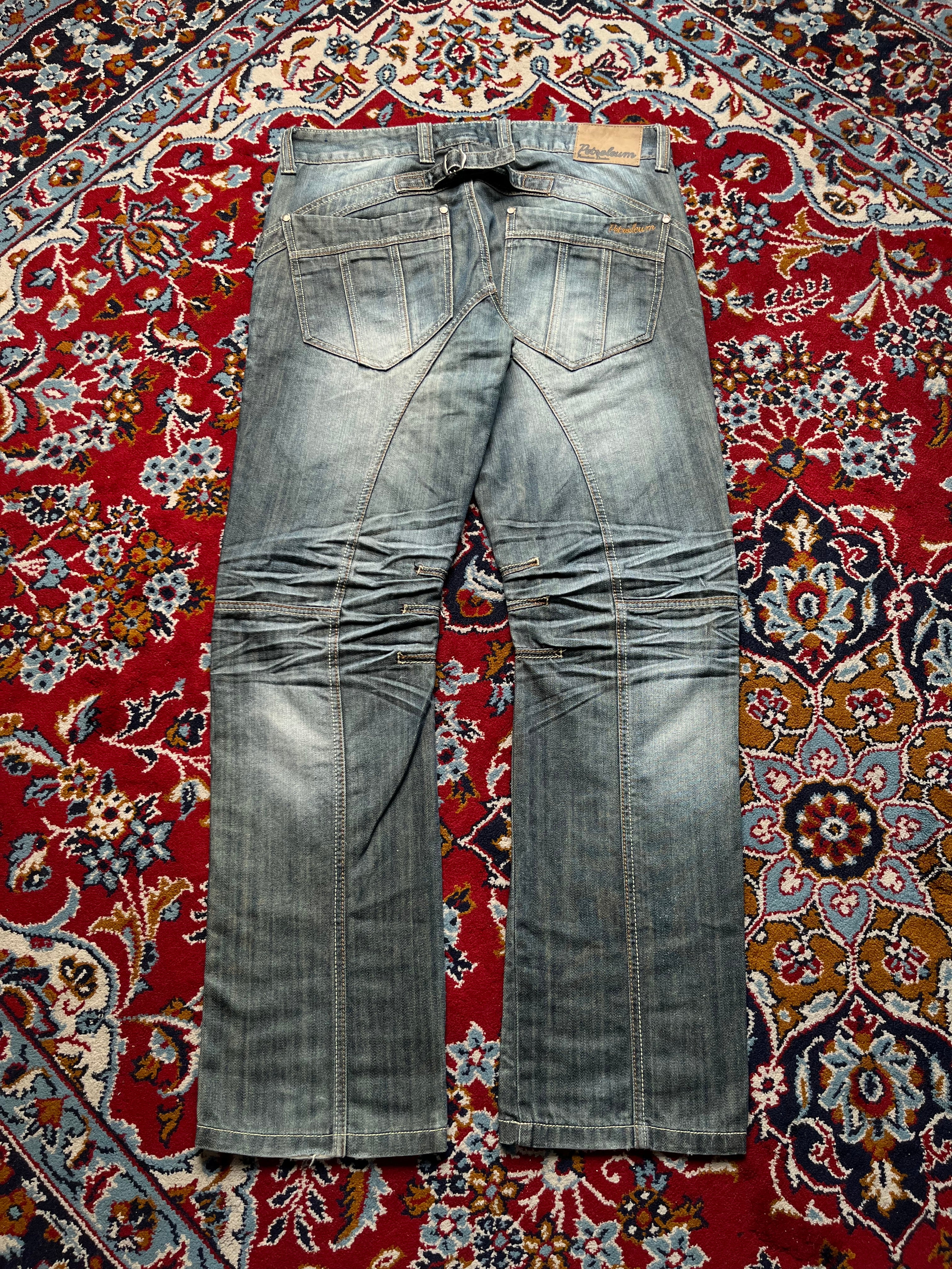 Petroleum Officers Club Biker Cinch Back Medium Washed JEANS - 36