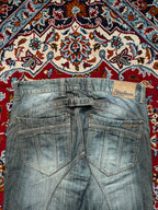 Petroleum Officers Club Biker Cinch Back Medium Washed JEANS - 36