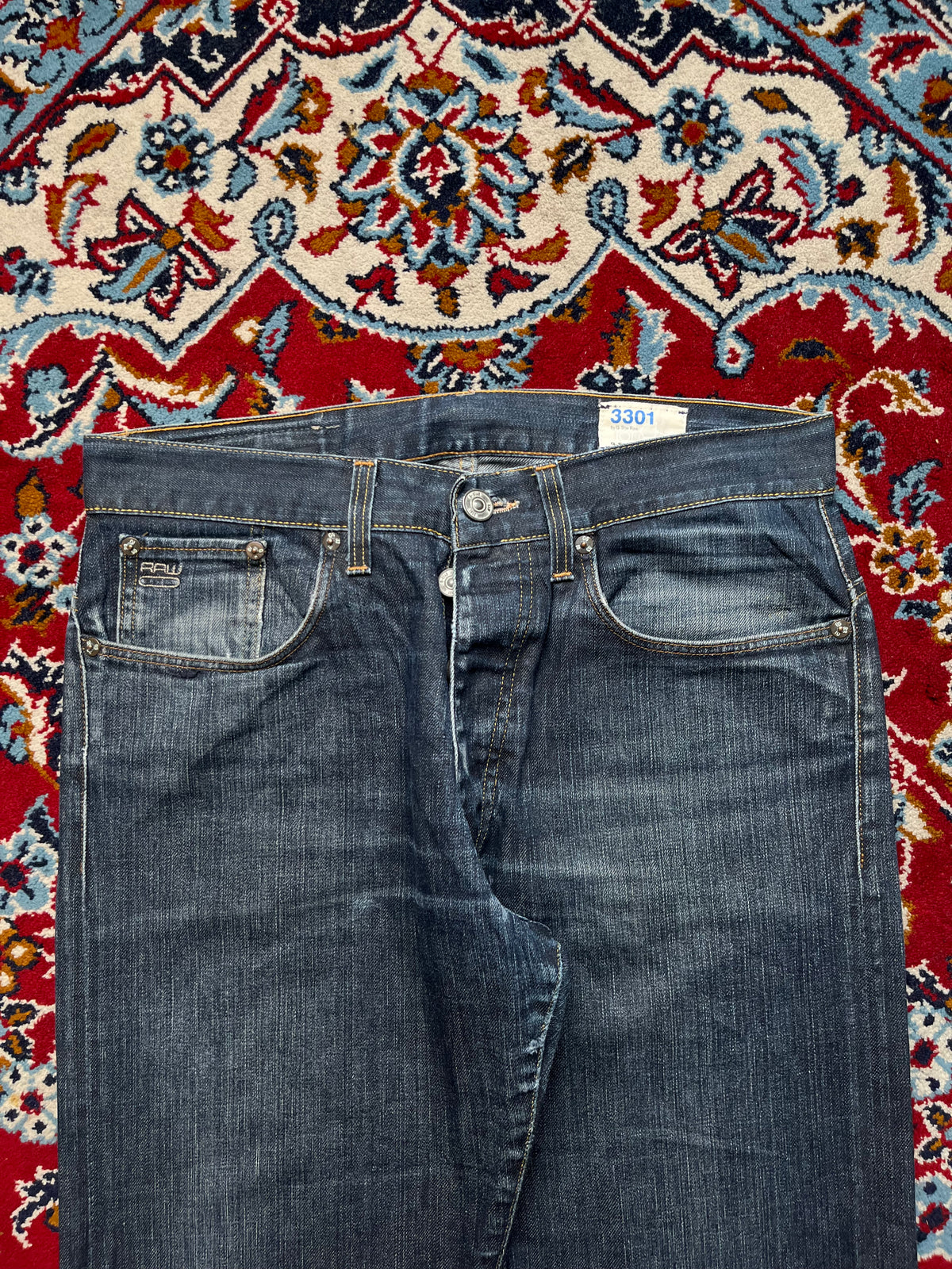 Vintage G-Star RAW 3301 Dark Washed Straight Fit Jeans - 32