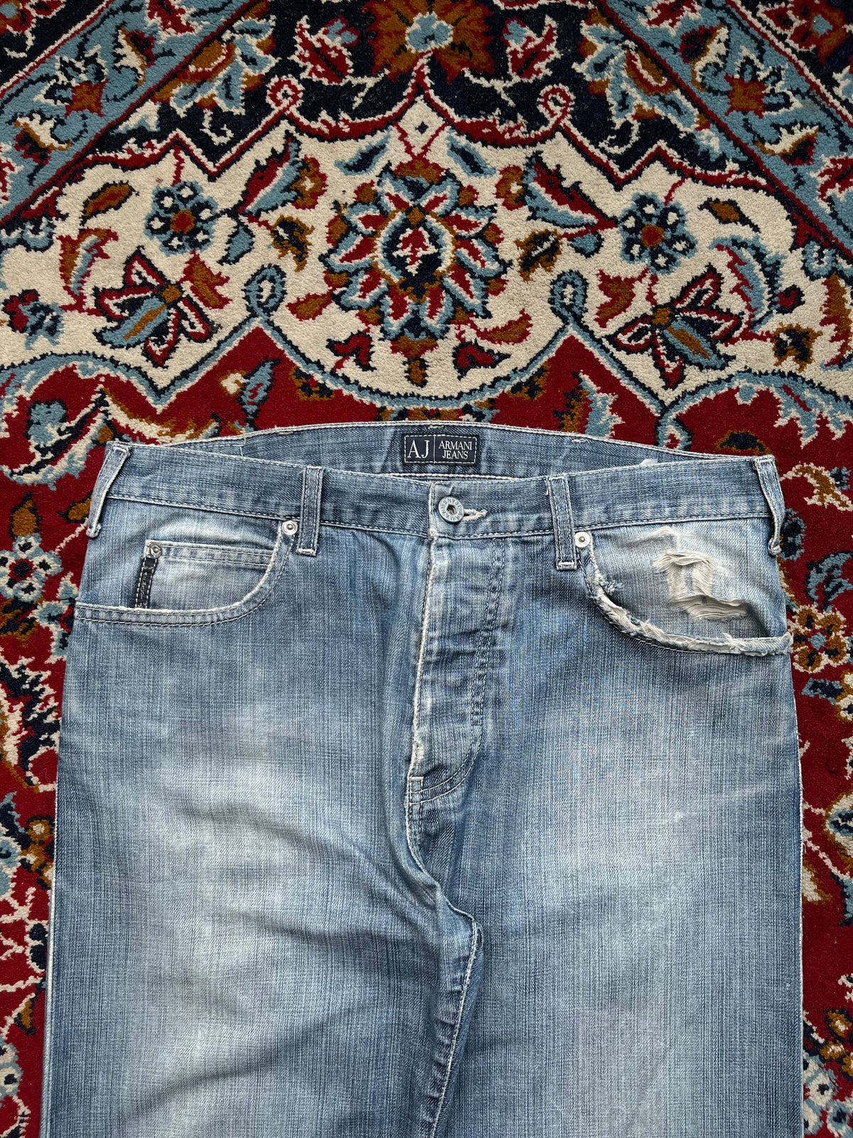 Vintage Armani Jeans Indigo 008 Series Light Washed Straight Fit Jeans - 32