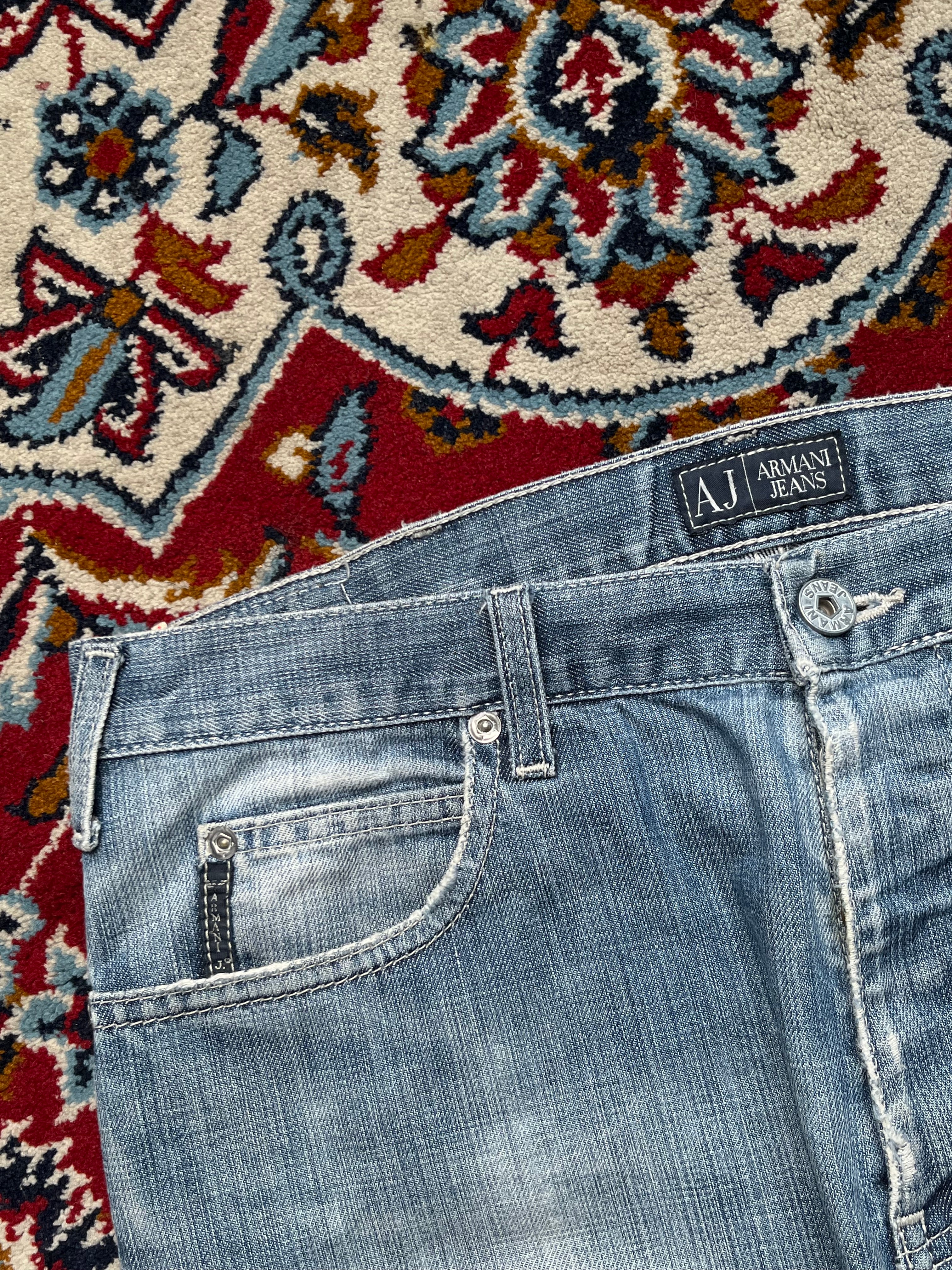 Vintage Armani Jeans Indigo 008 Series Light Washed Straight Fit Jeans - 32
