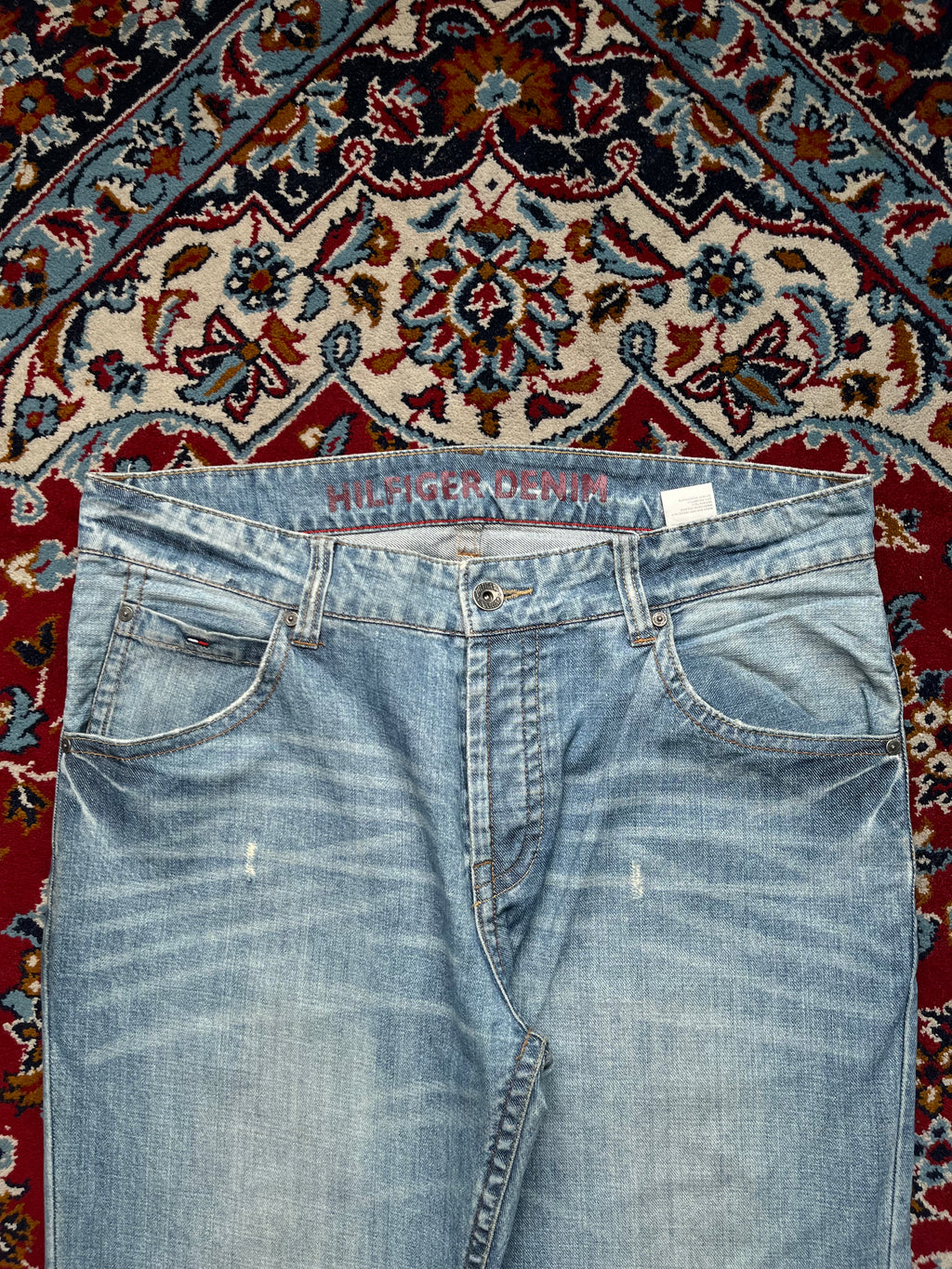 Vintage Hilfiger Denim Light Washed Straight Fit Jeans - 38