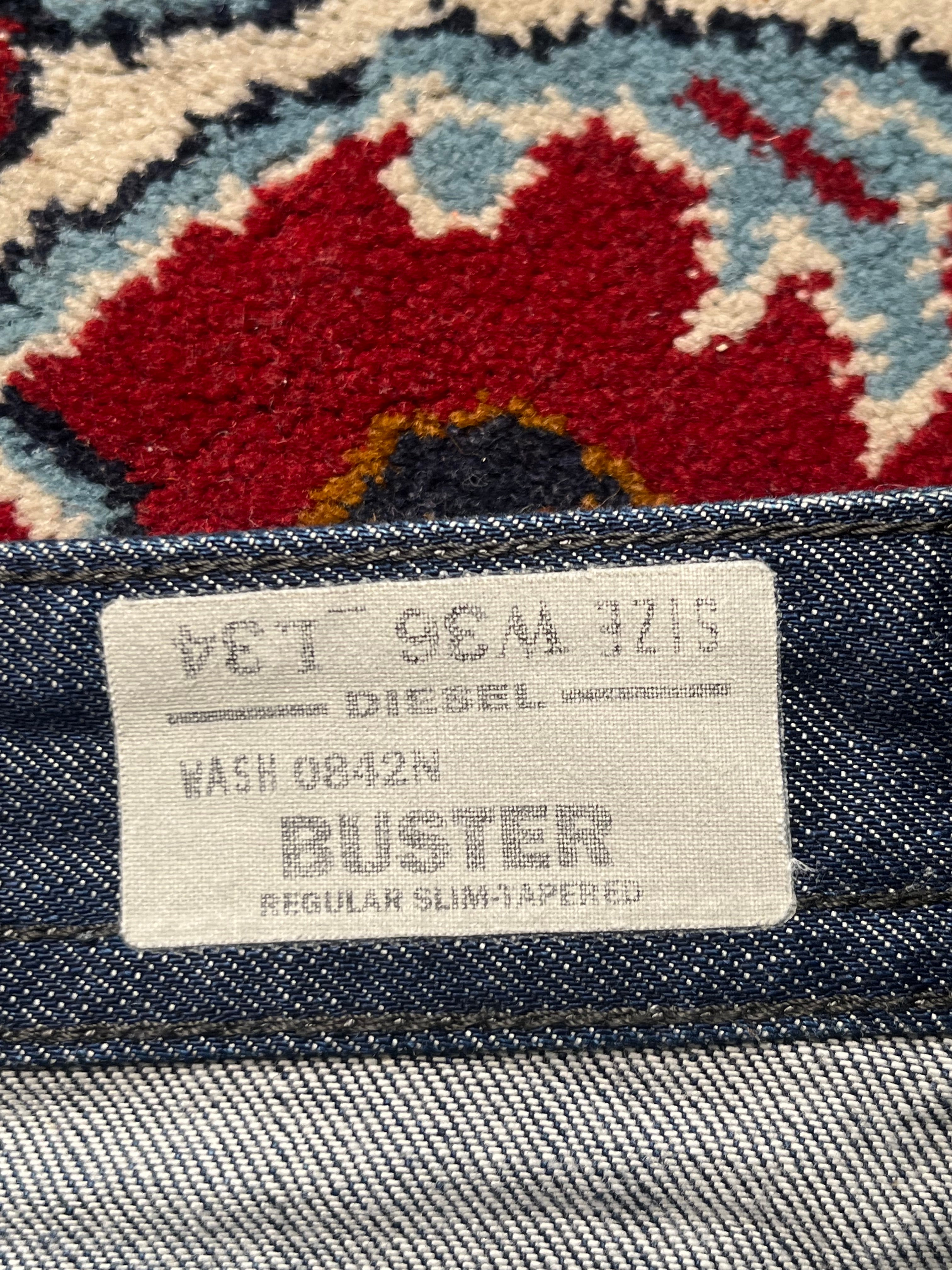Diesel Buster Regular Fit Tapered Blue Washed JEANS - 38