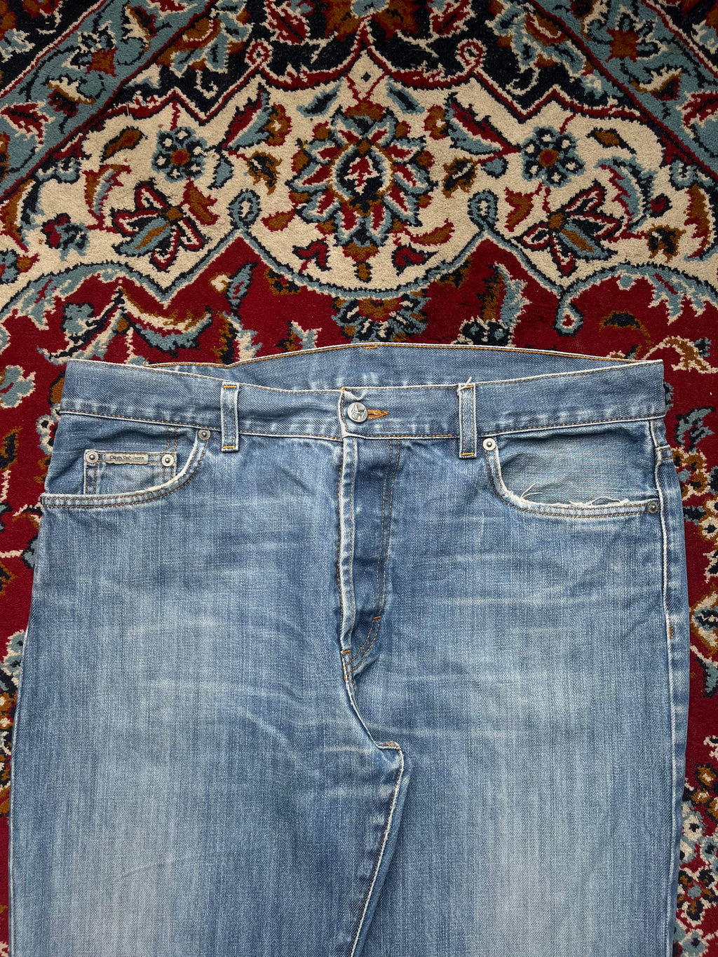 Vintage Calvin Klein Straight Fit Light Washed Jeans - 36