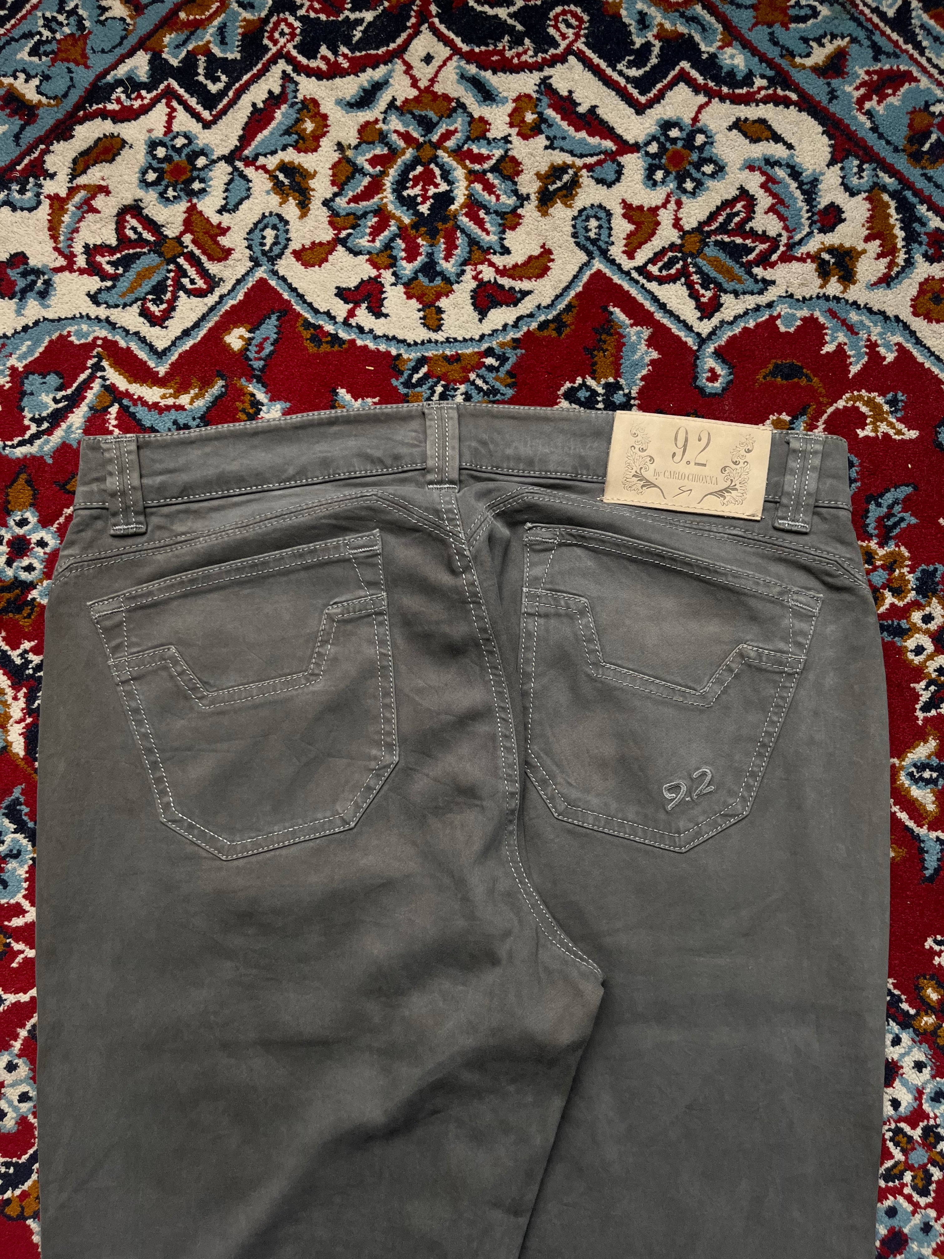 Vintage 9.2 BY CARLO CHIONNA Grey Paneled Straight Fit Pants - 34