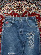 SOHK School of Hard Knocks Vintage Embroidered Baggy JEANS - 34