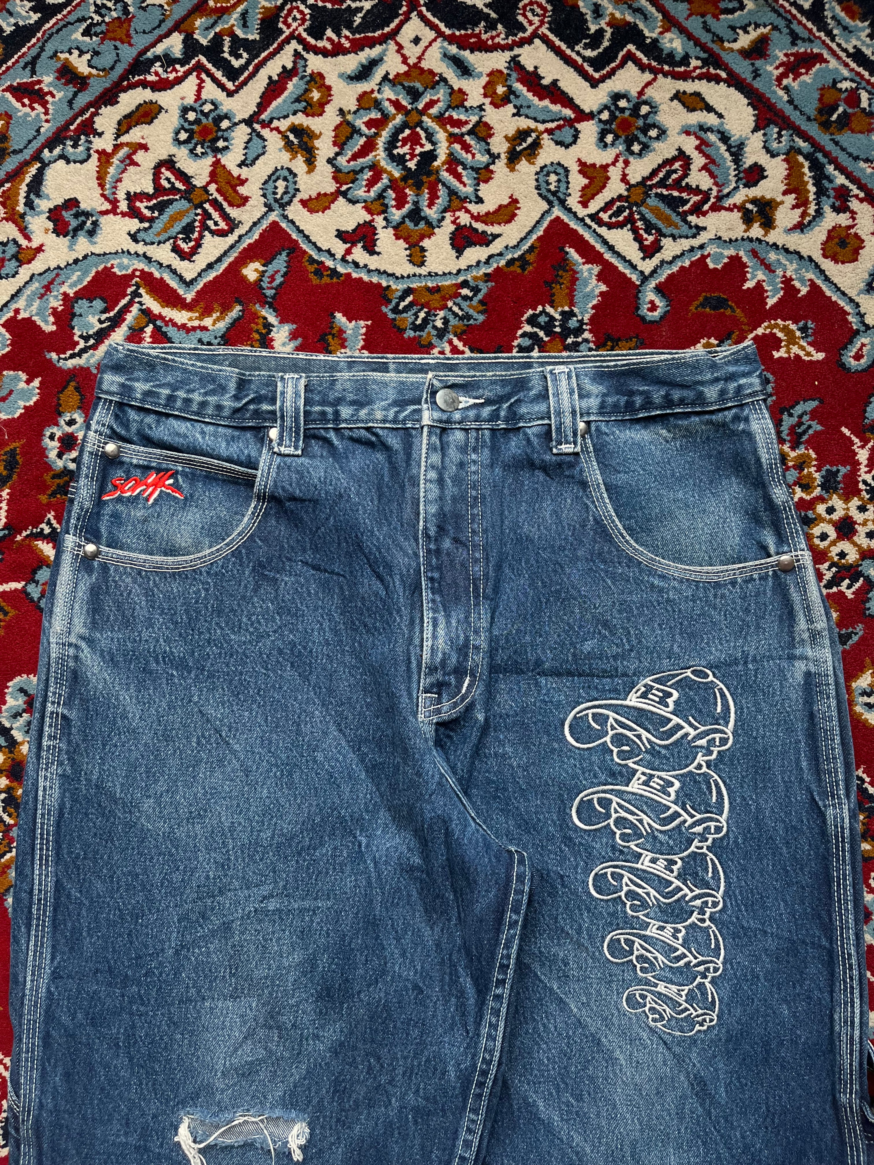SOHK School of Hard Knocks Vintage Embroidered Baggy JEANS - 34