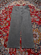 MONDAY Premium Grey Acid Washed High Rise Baggy Fit JEANS - 32