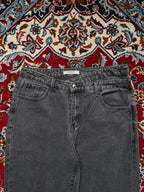 MONDAY Premium Grey Acid Washed High Rise Baggy Fit JEANS - 32