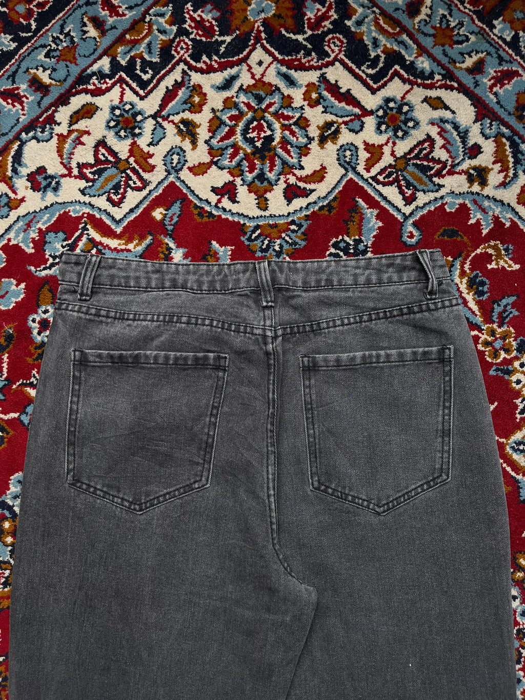 MONDAY Premium Grey Acid Washed High Rise Baggy Fit JEANS - 32