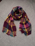 Chunky Knit Plaid Tartan Fringe Muffler