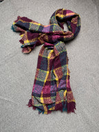 Chunky Knit Plaid Tartan Fringe Muffler