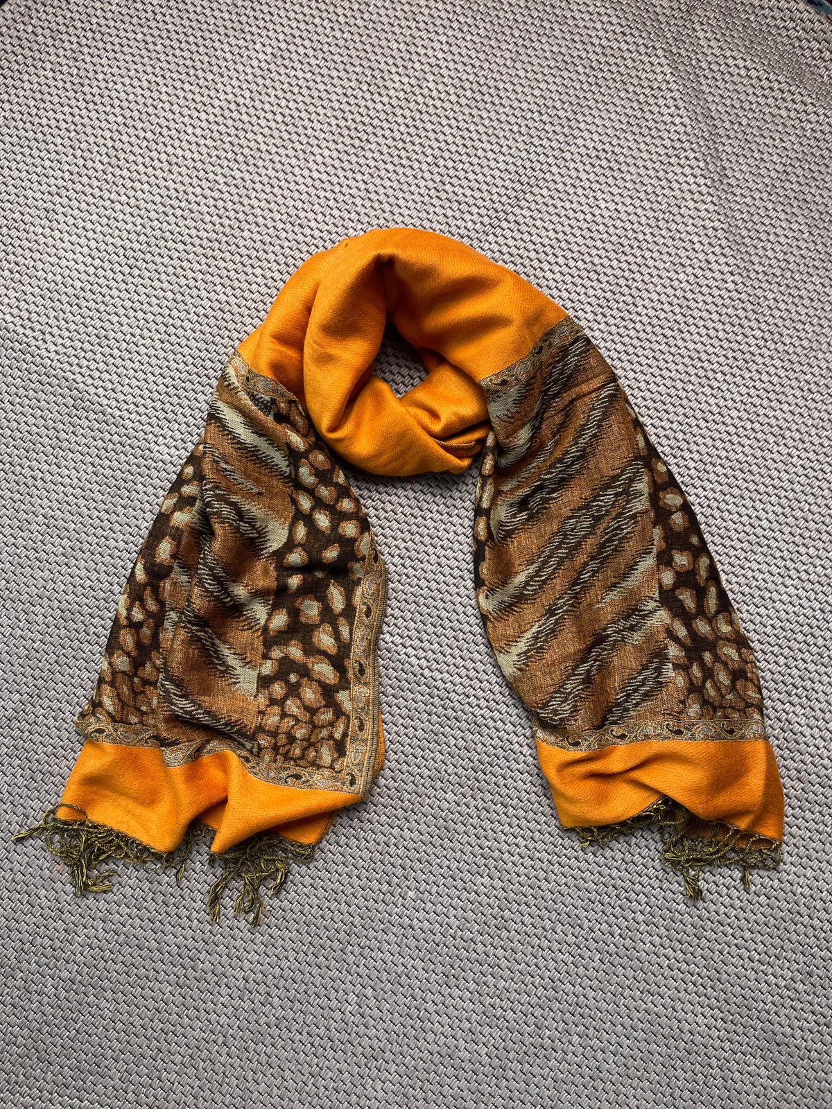 Pashmina Style Animal Print Jacquard Tassel Shawl