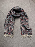 Wool Blend Tweed Boucle Plaid Scarf
