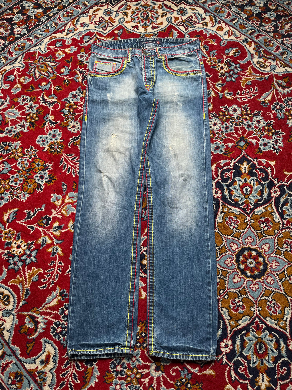 Rock Creek Thick Contrast Stitch Embroidered Straight Fit JEANS - 30