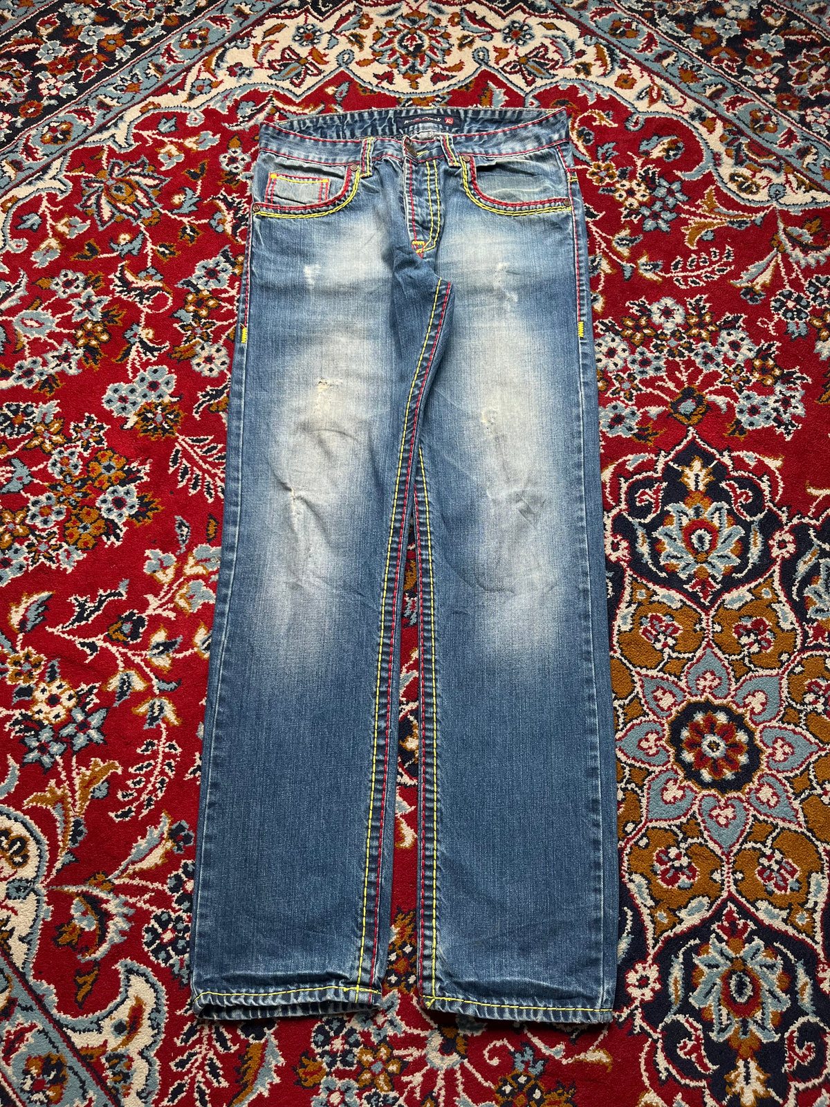 Rock Creek Thick Contrast Stitch Embroidered Straight Fit JEANS - 30