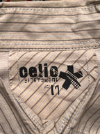 Vintage Celio Sportswear Striped Graphic Back Button Down Shirt - M