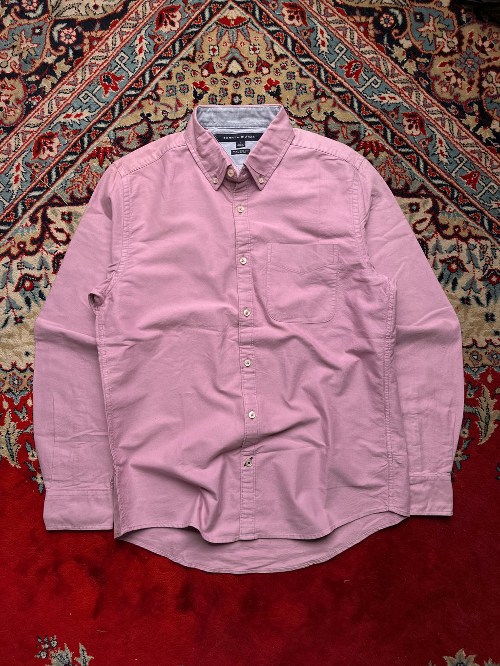 Tommy Hilfiger New York Fit Pink Oxford Button Down Shirt - L