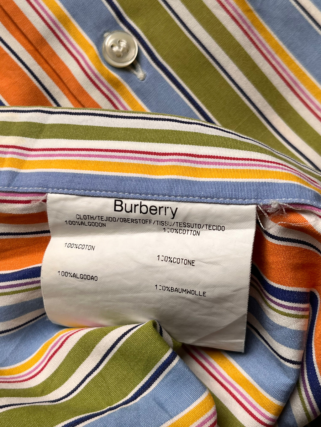 Burberry London Multicolor Striped Cotton Poplin Button Down Shirt - XL