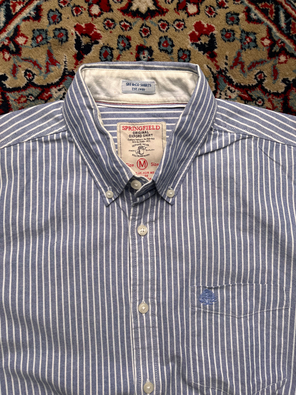 Springfield Regular Fit Striped Oxford Button Down Shirt - L