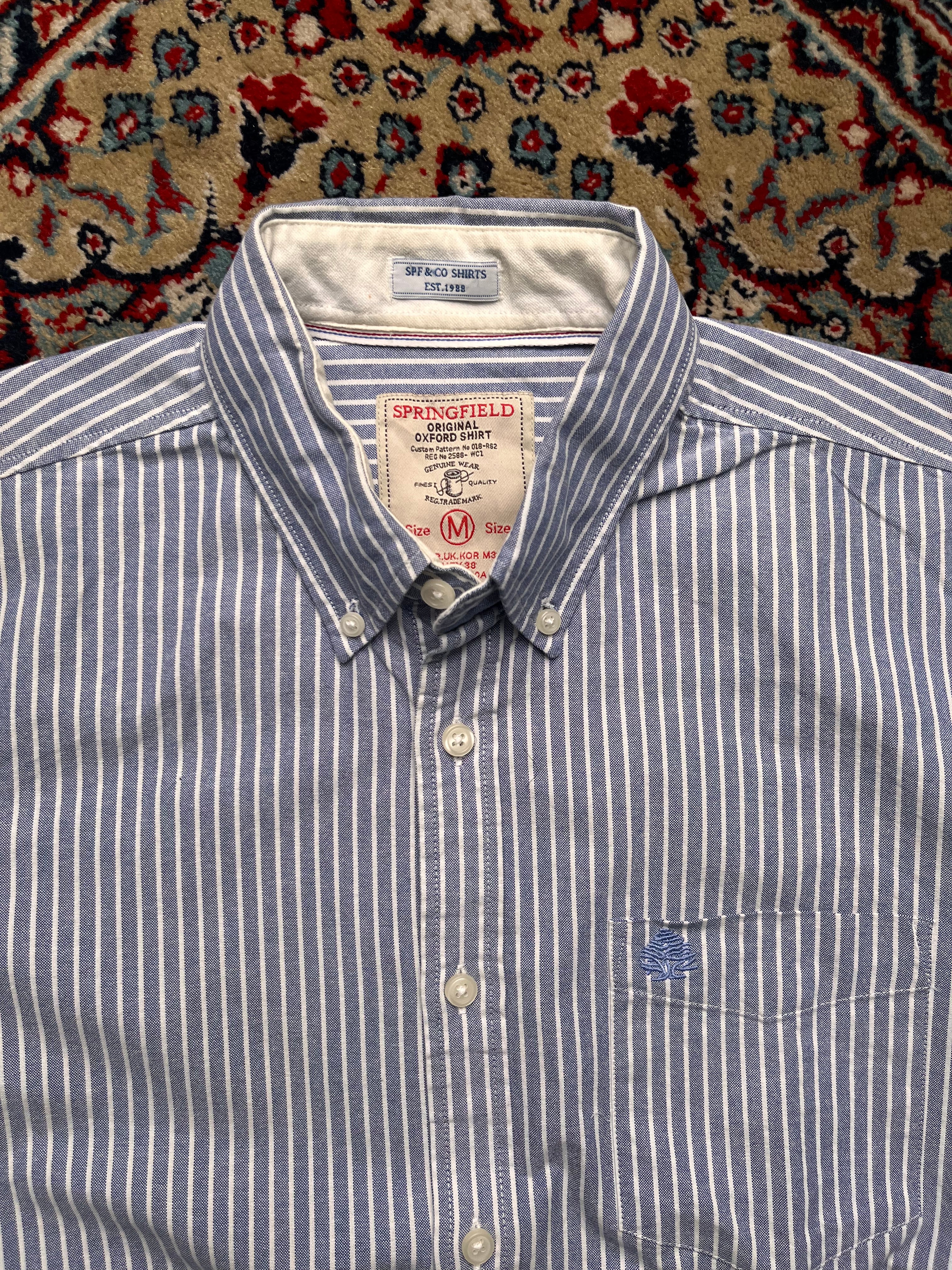 Springfield Regular Fit Striped Oxford Button Down Shirt - L