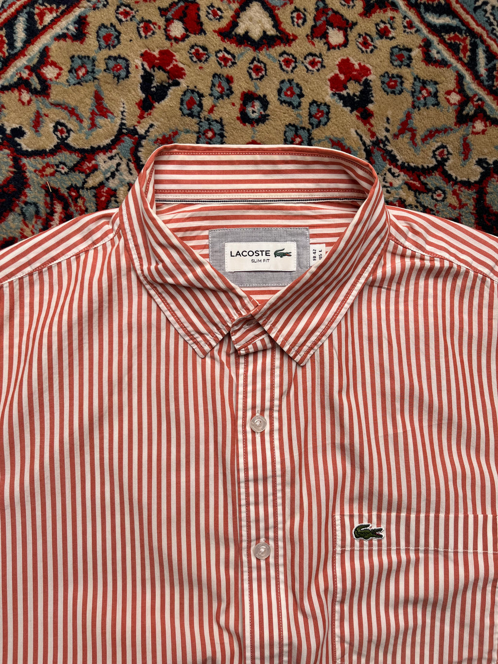 Lacoste Striped Slim Fit Button Down Shirt - L