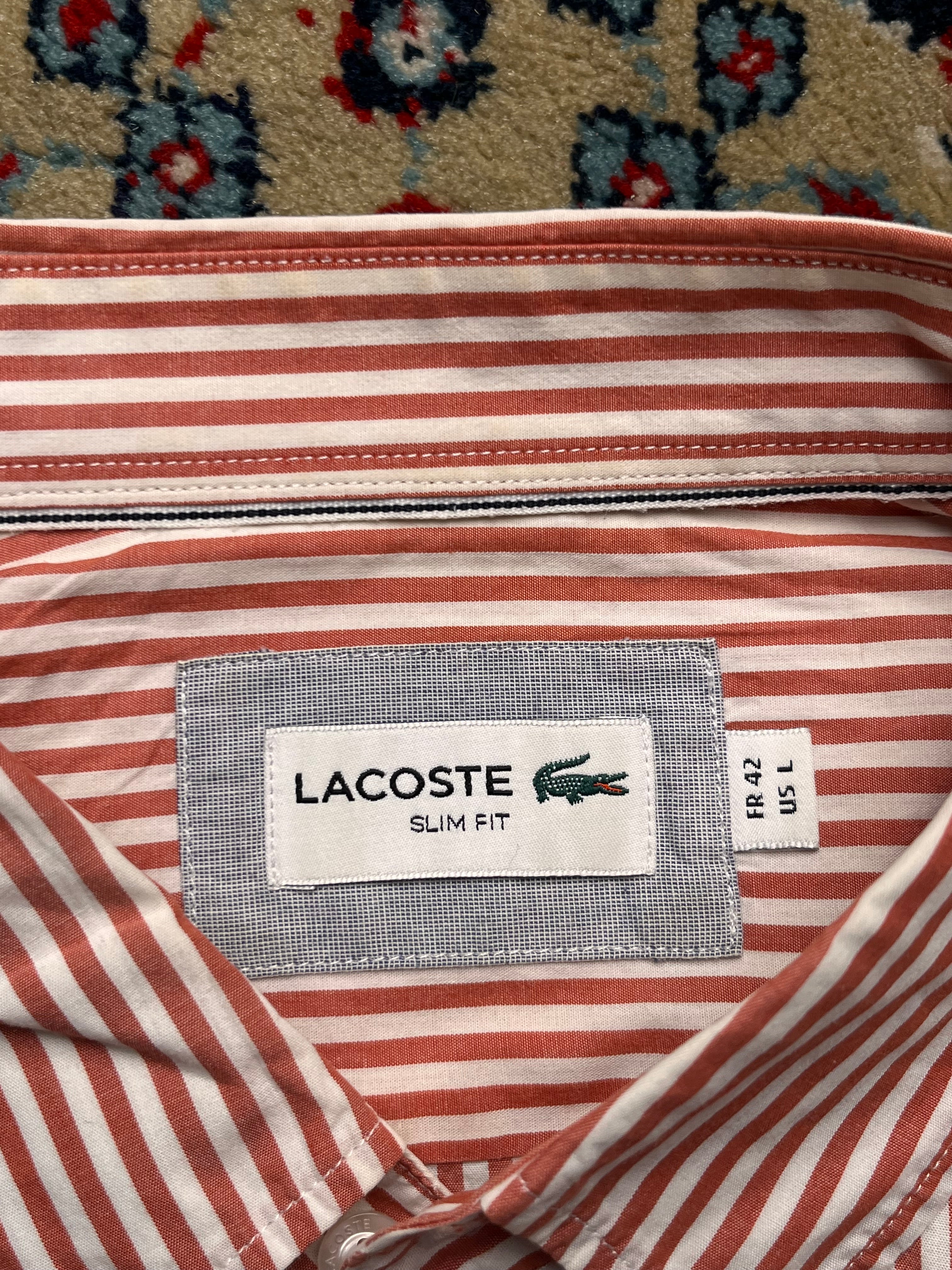 Lacoste Striped Slim Fit Button Down Shirt - L