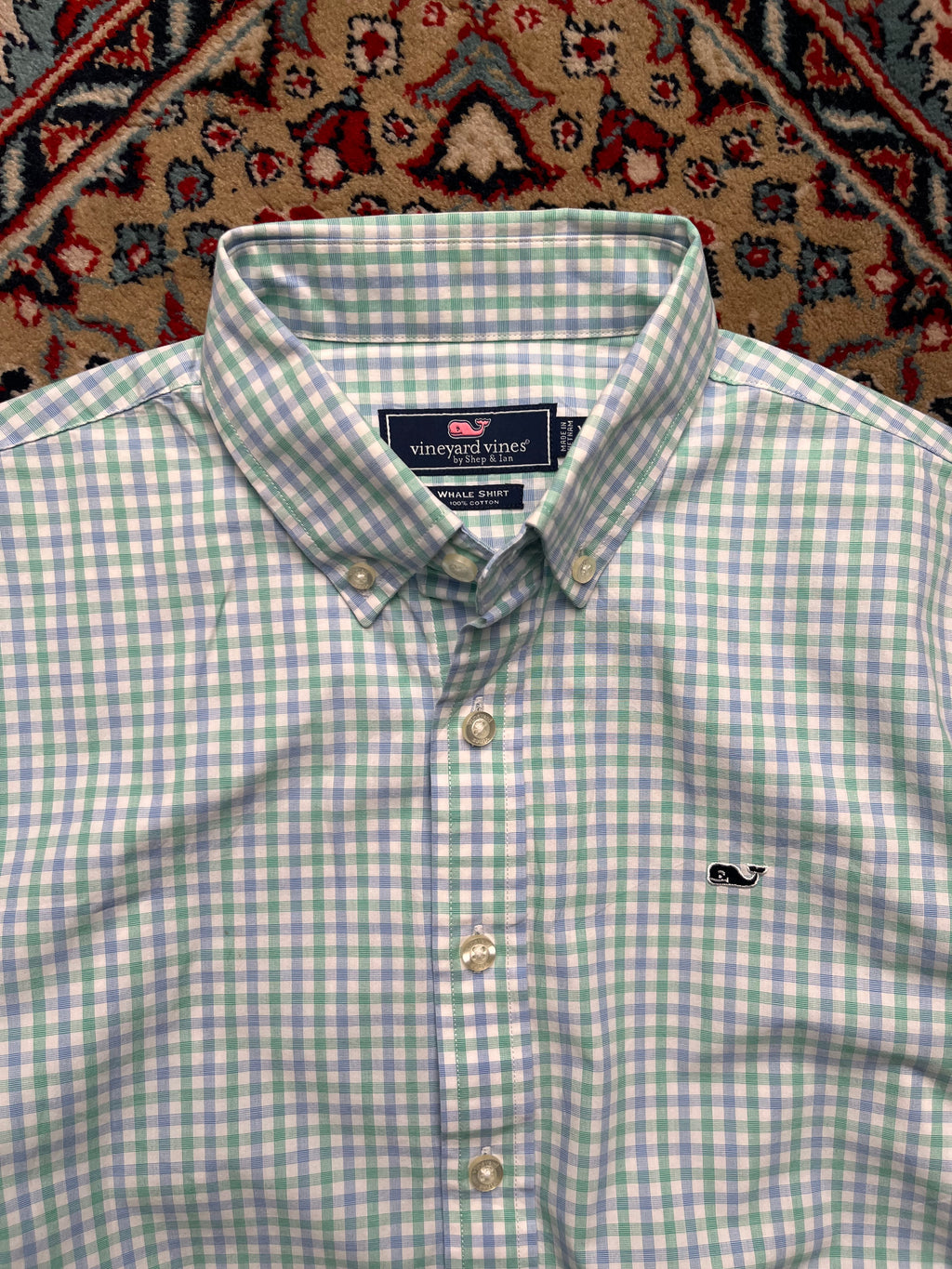 Vineyard Vines Green Blue Plaid Check Button Down Shirt - M