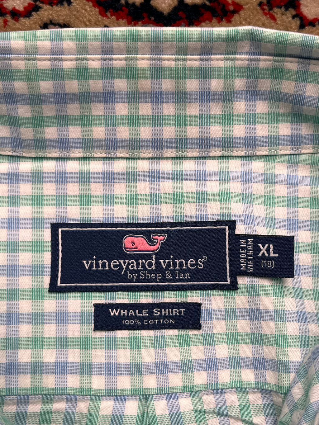 Vineyard Vines Green Blue Plaid Check Button Down Shirt - M