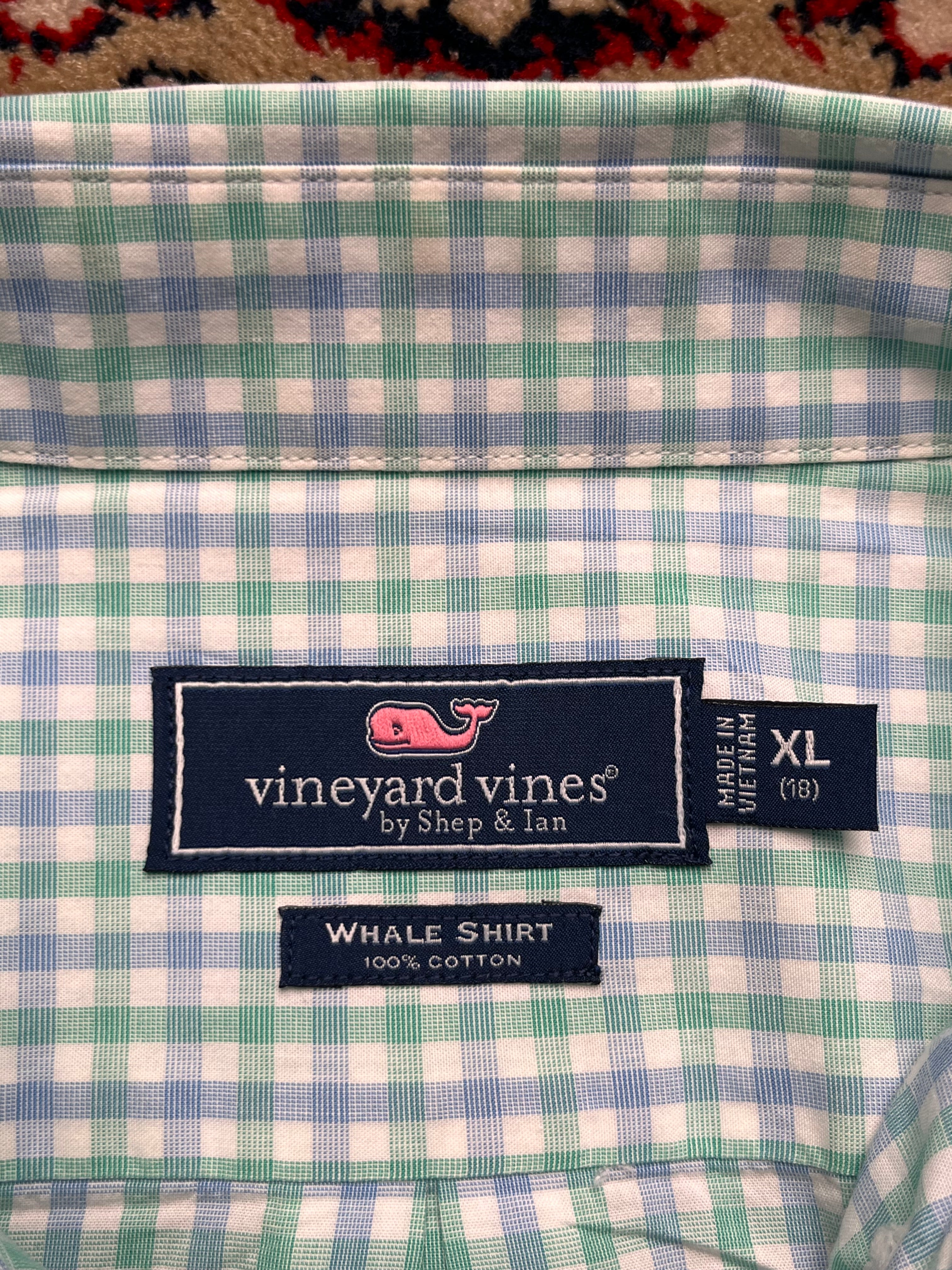 Vineyard Vines Green Blue Plaid Check Button Down Shirt - M