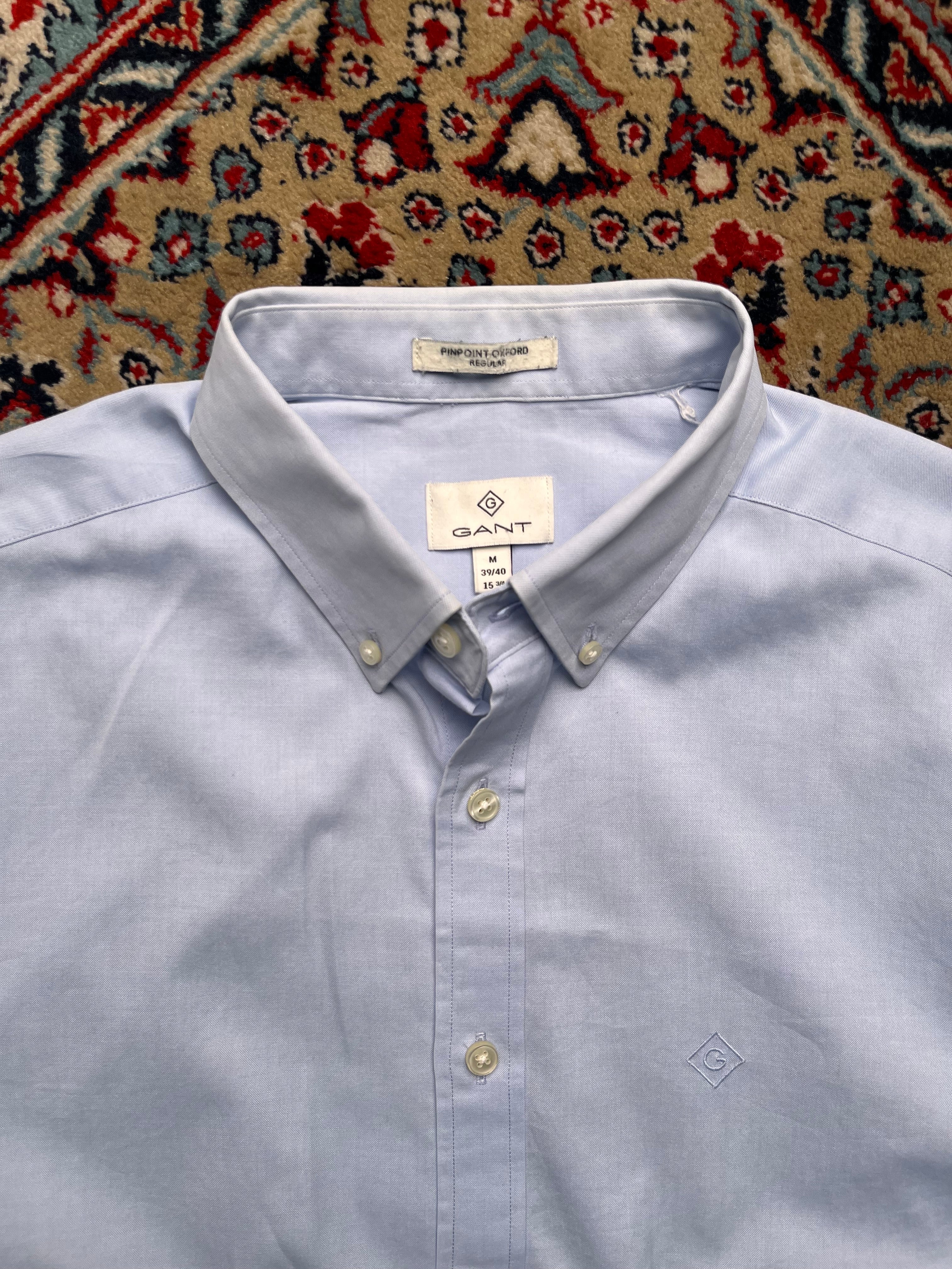 Gant Light Blue Pinpoint Oxford Regular Fit Button Down Shirt - L