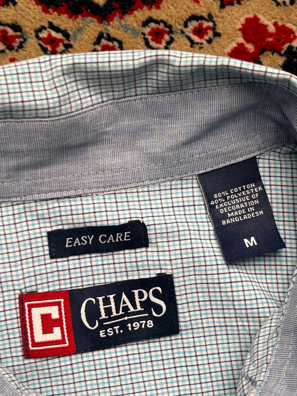 Chaps by RALPH LAUREN Light Blue Tattersall Plaid Checked  Button Down Shirt - XL