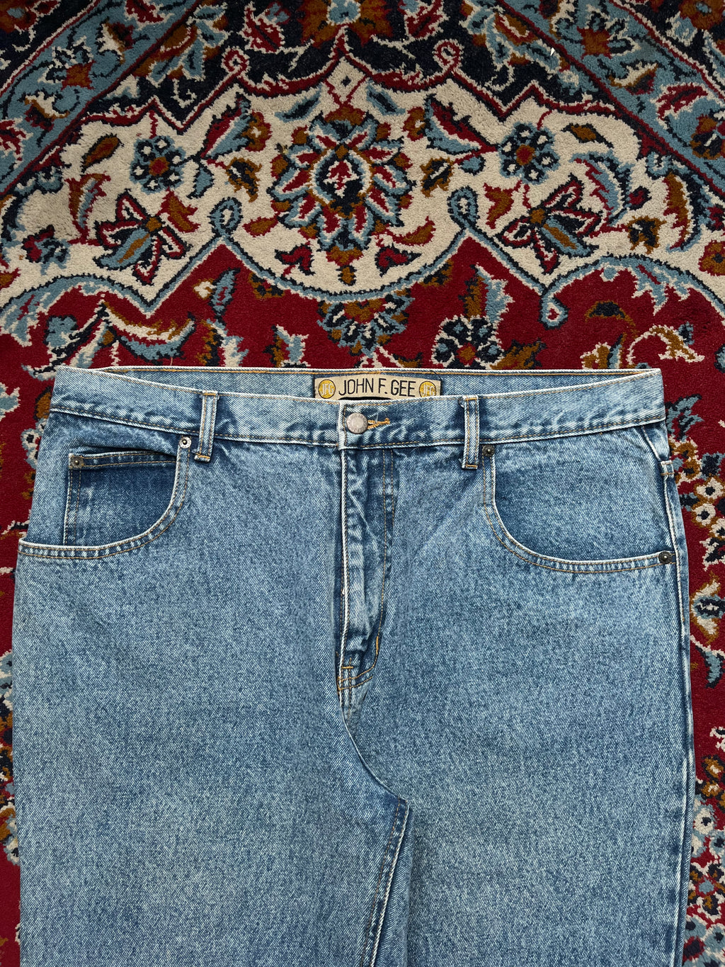 Vintage John F. Gee Acid Washed High Waisted Straight Fit Jeans - 36