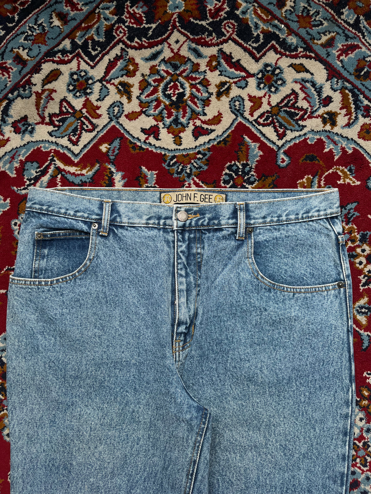 Vintage John F. Gee Acid Washed High Waisted Straight Fit Jeans - 36
