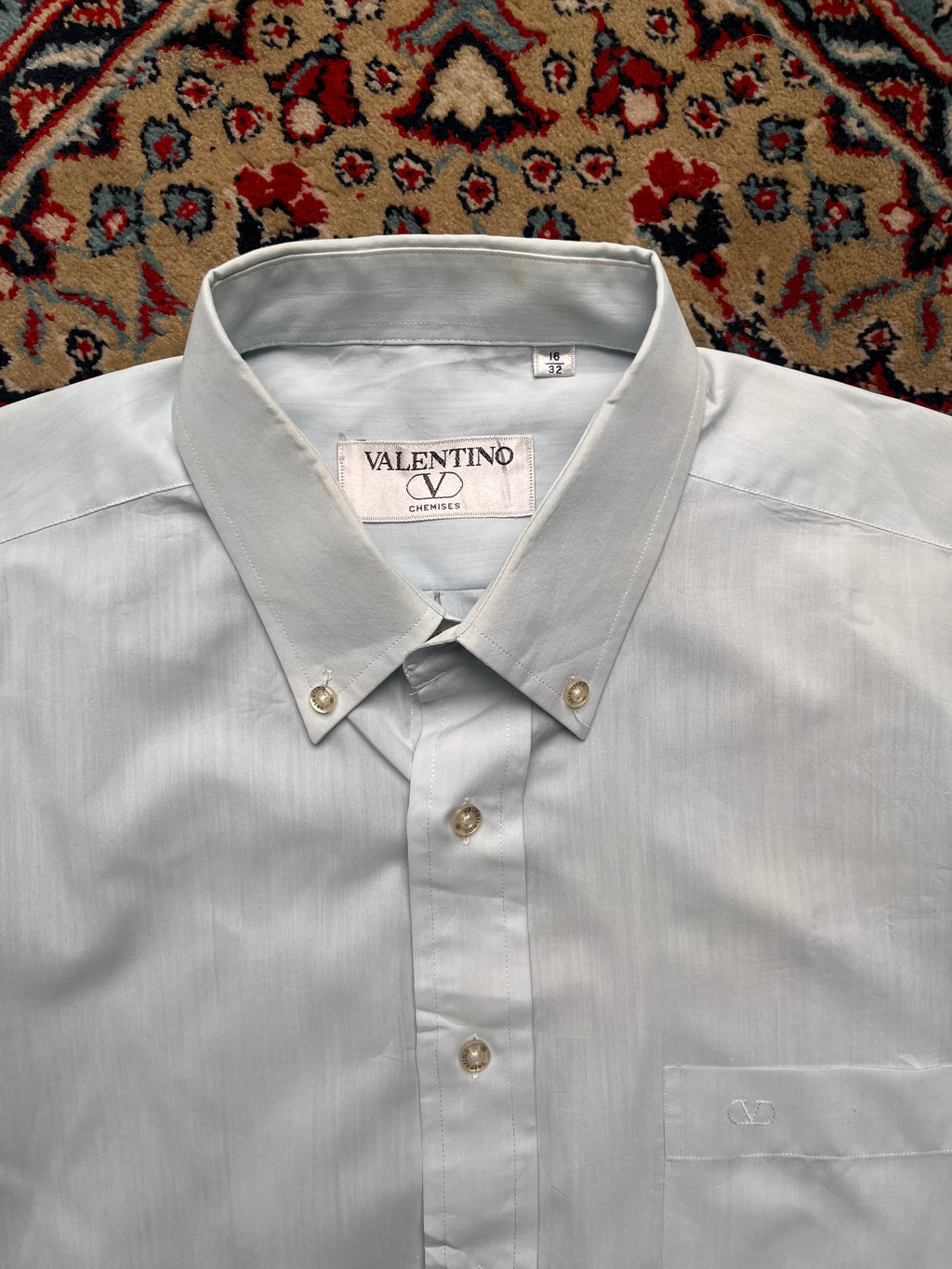 Vintage Valentino Chemises Light Blue Soft Cotton BUTTON DOWN SHIRT - S