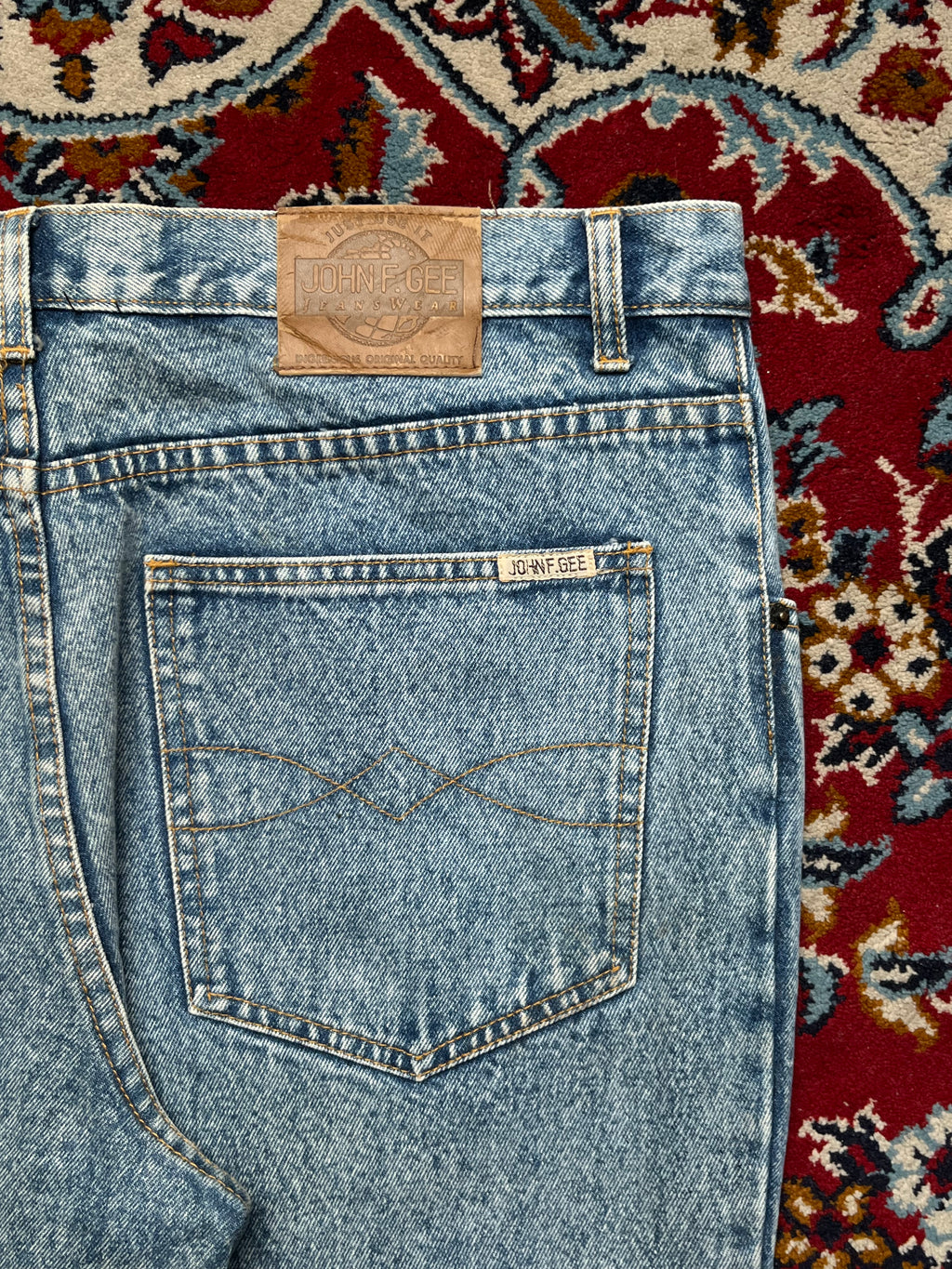 Vintage John F. Gee Acid Washed High Waisted Straight Fit Jeans - 36