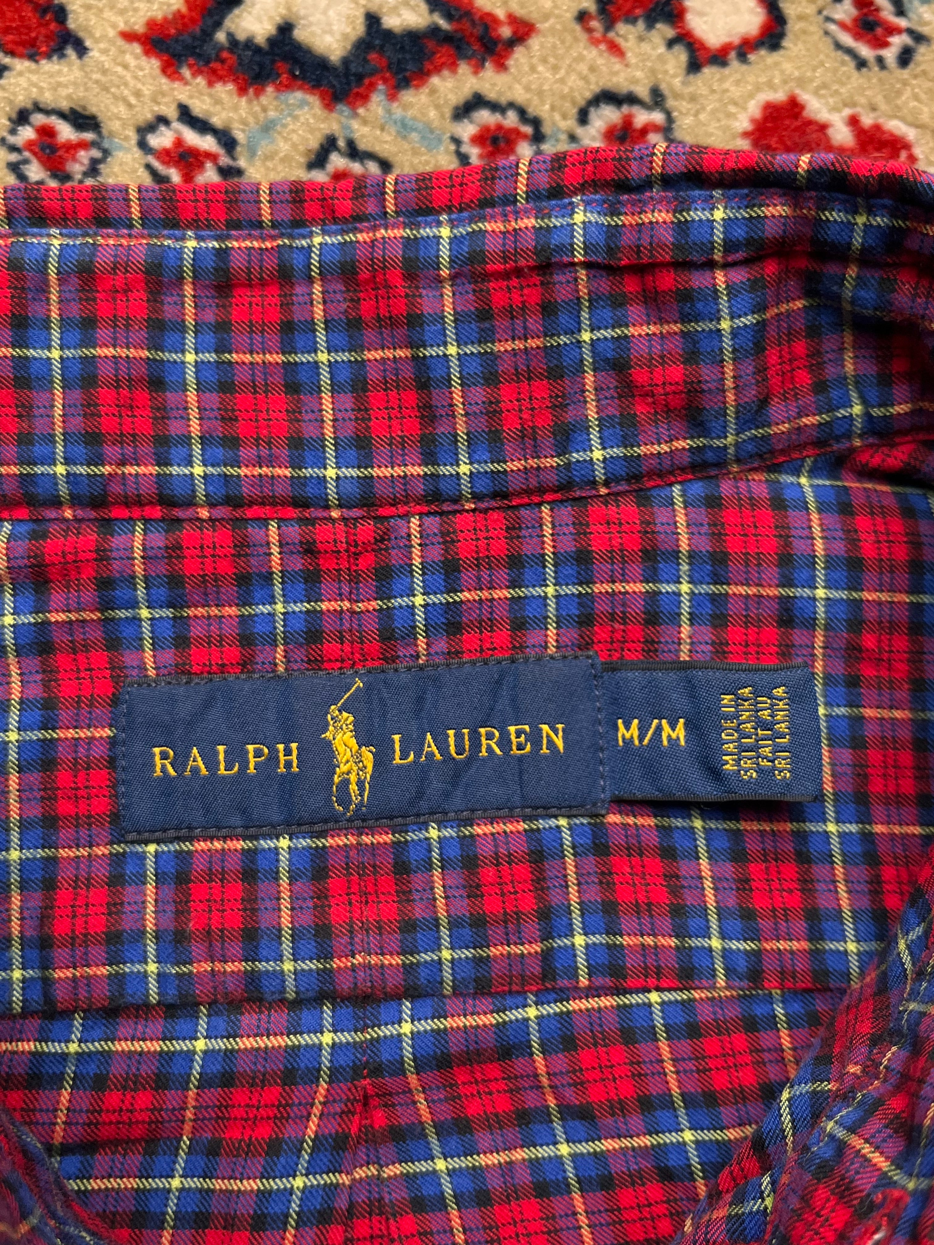 Ralph Lauren Plaid Check Cotton Casual BUTTON DOWN SHIRT - L