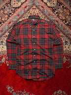 POLO RALPH LAUREN Red Navy Plaid Tartan BUTTON DOWN SHIRT - L