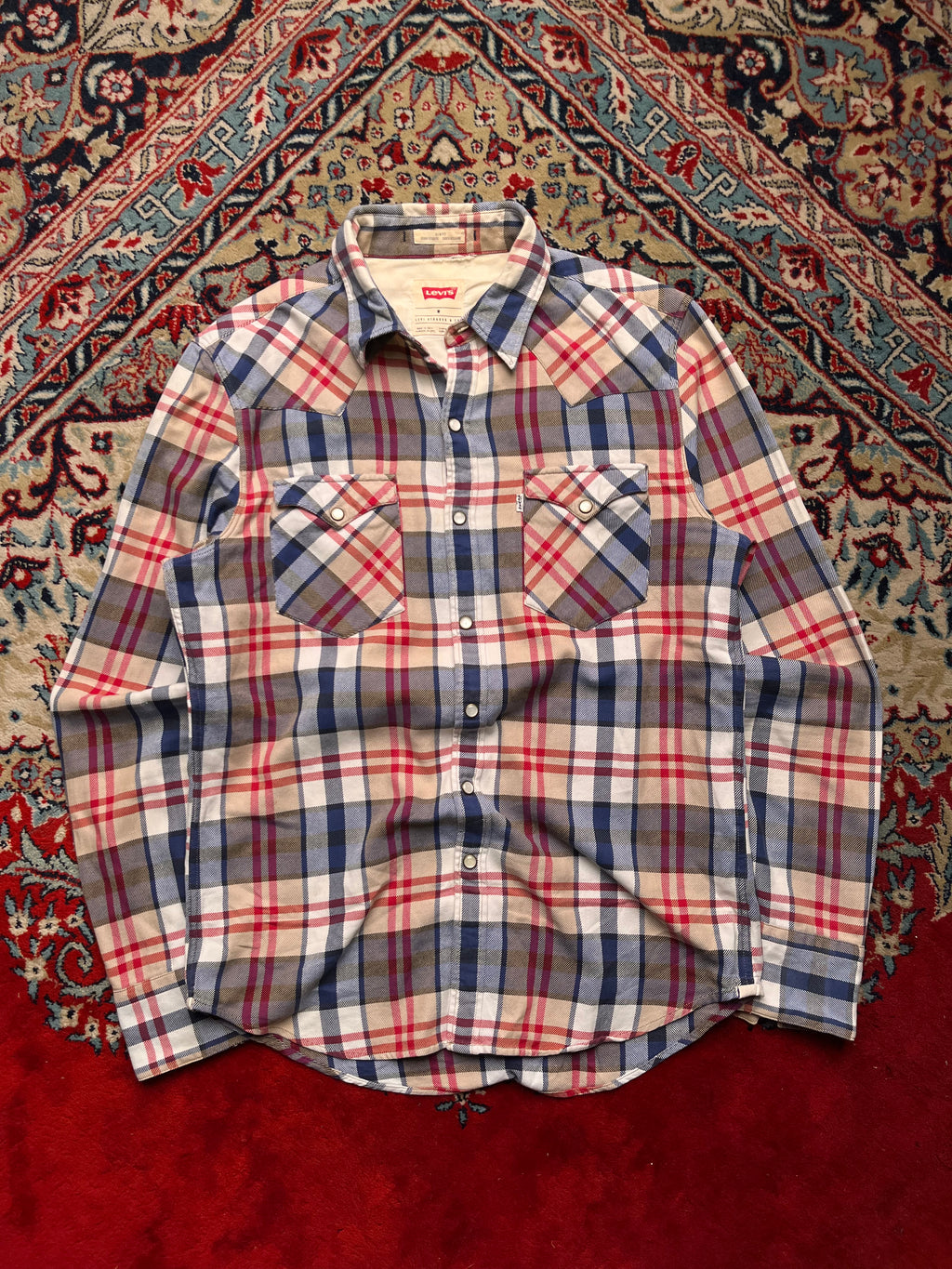 LEVIS Slim Fit Plaid Flannel Multi Color BUTTON DOWN SHIRT - M