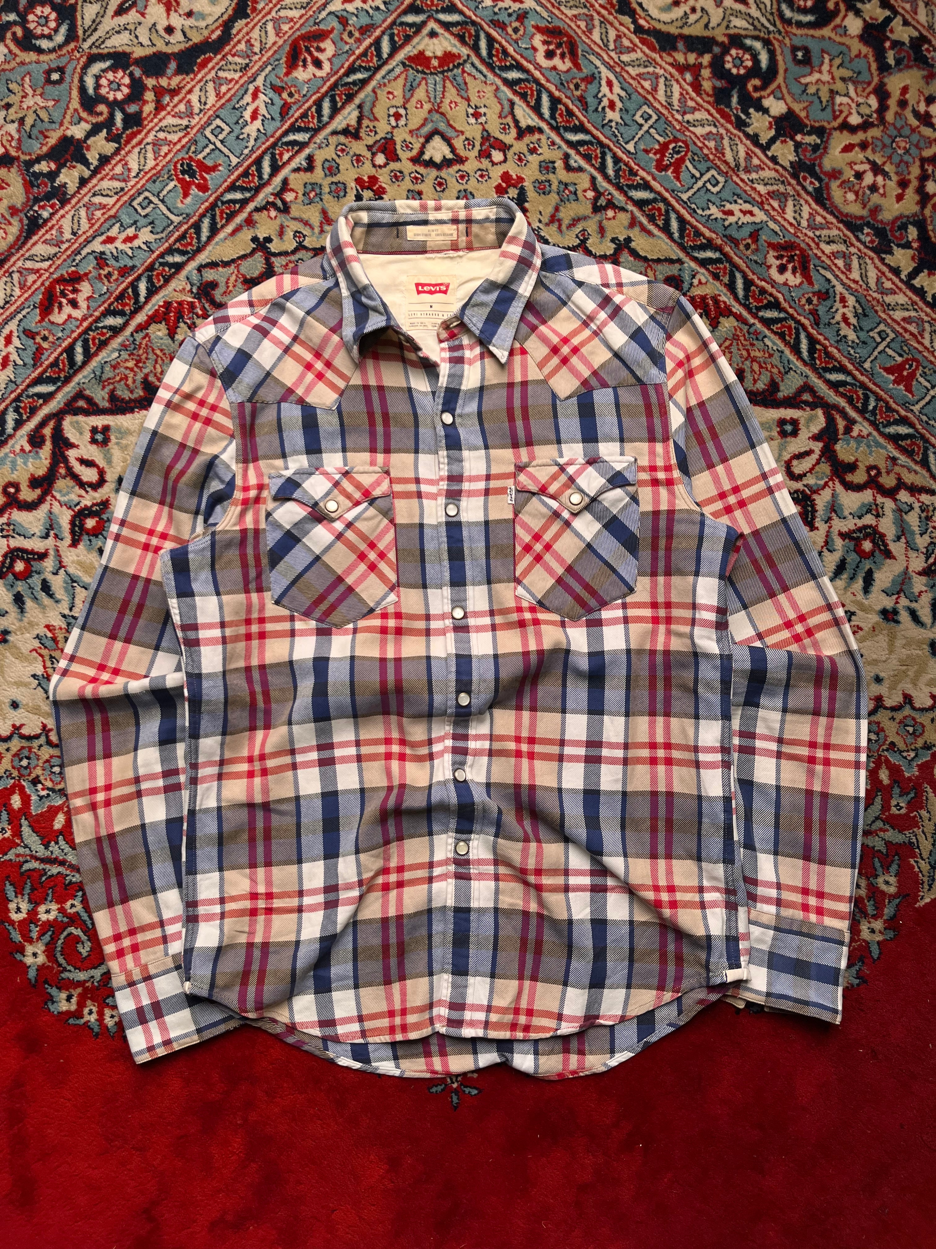 LEVIS Slim Fit Plaid Flannel Multi Color BUTTON DOWN SHIRT - M